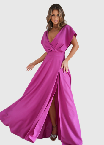 Nerina rozā gara vakarkleita - back