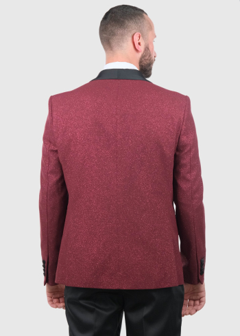 Adamo sarkans pieguļošais uzvalks ar spīdumiem - back