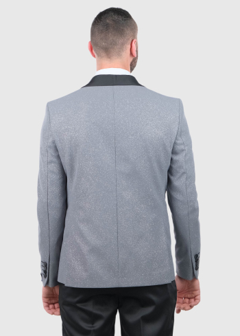 Adamo pelēks pieguļošais uzvalks ar spīdumiem - back