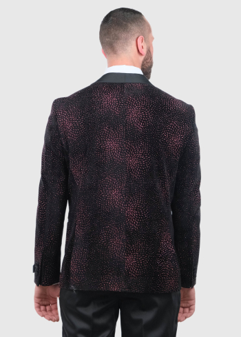 Adelmo melns pieguļošais uzvalks ar spīdumiem - back