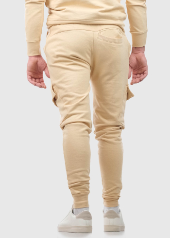 Adalberto bēšas sporta bikses ar kargo tipa kabatām - back