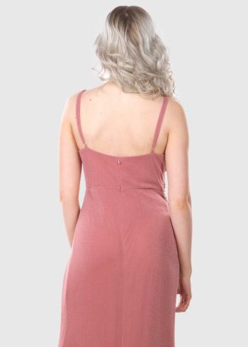 Alfonsina rozā gara vakarkleita ar šķēlumu - back