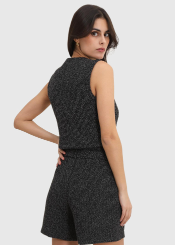 Damiana tumši pelēki sieviešu šorti ar jostu - back