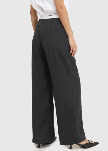 Agnese tumši pelēkas sieviešu bikses ar kabatām - back