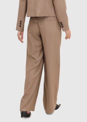 Agnese bēšas sieviešu bikses ar kabatām - back