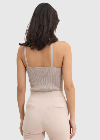 Crocetta bēšs tops ar V-veida izgriezumu - back