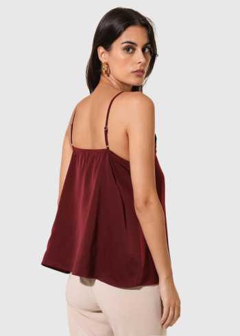 Crocifissa bordo tops ar plānām lencītēm - back