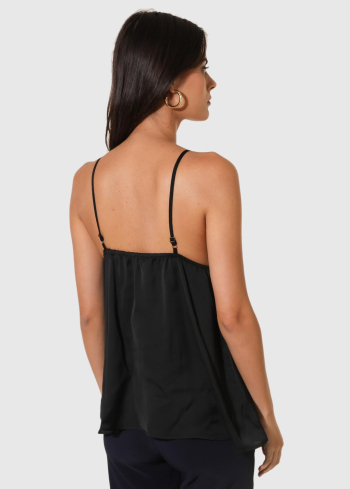 Crocifissa melns tops ar plānām lencītēm - back