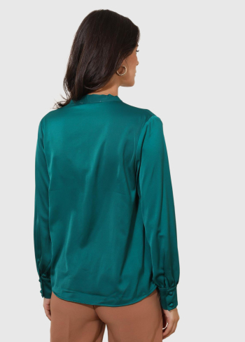 Delfina zaļa sieviešu blūze - back