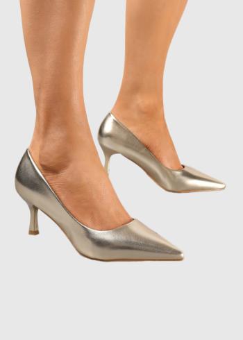 Giulietta zelta kurpes ar spicu purngalu  - back