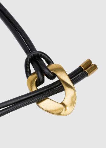 Libera melna sieviešu josta ar zeltītu sprādzi - back