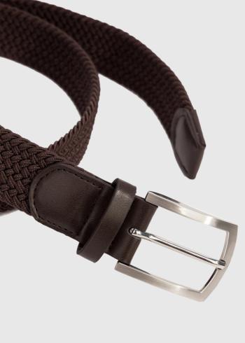 Tumši brūna vīriešu josta ar metāla sprādzi - back