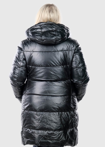 Isotta Lielo izmēru melna sieviešu stepēta jaka - back