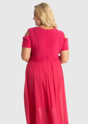 Ermenegilda Lielo izmēru rozā vakarkleita - back