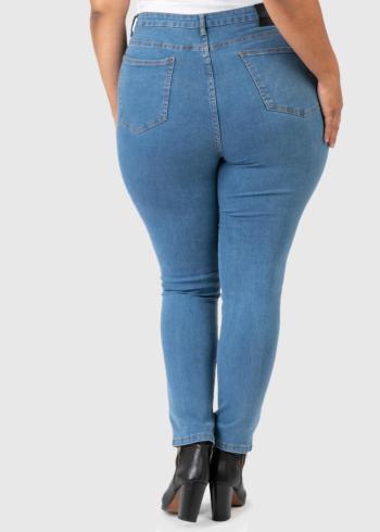 Evita Mom Fit Lielo izmēru zili džinsi - back