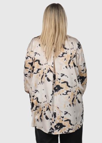 Perlita Lielo izmēru bēšs krekls ar pagarinātu mugurpusi - back