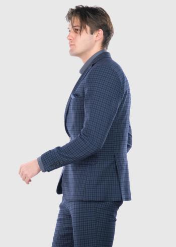 Bartoluccio zils rūtains pieguļošs uzvalks ar vilnu - back