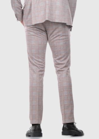 Bastiano Slim Fit bēšas vīriešu rūtainas bikses - back