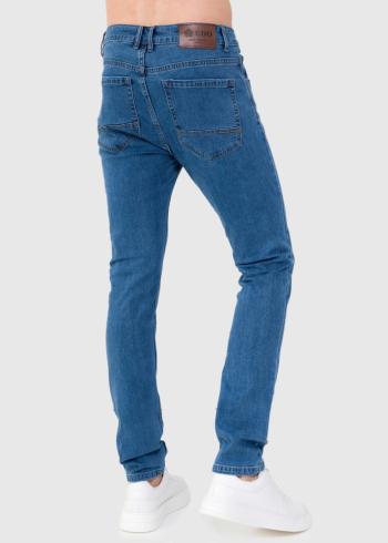 Slim Fit zili vīriešu džinsi ar kabatām - back