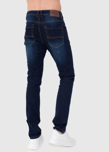 Slim Fit tumši zili vīriešu džinsi ar kabatām - back