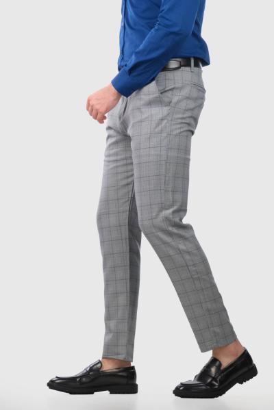 Dalmazzo pelēkas vīriešu rūtainas bikses - back
