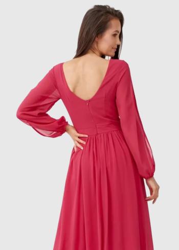 Kelly rozā vakarkleita ar garām piedurknēm - back