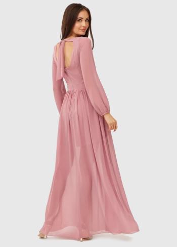 Nicolina gaiši rozā gara vakarkleita - back