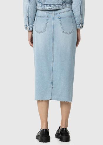 Zili džinsa svārki ar šķēlumu - back