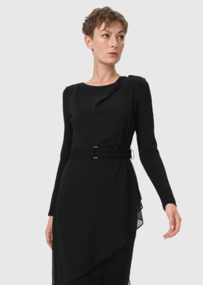 Dayan black asymmetrical dress
