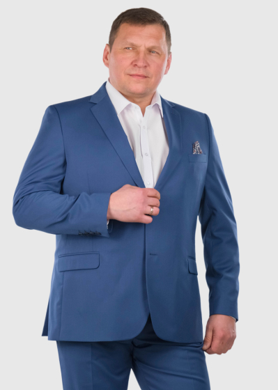 Mirko Regular Fit Plus Size blue woolen suit