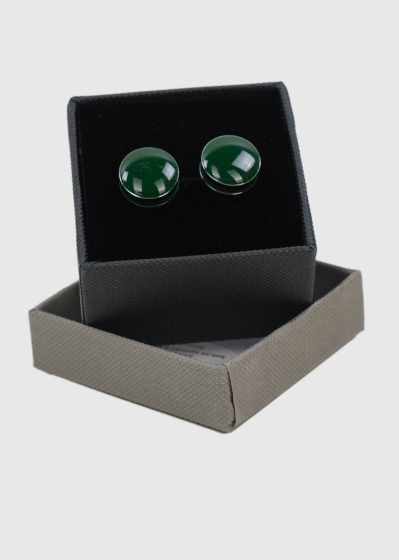 Green men's round cufflinks
