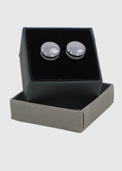 Grey men's round cufflinks