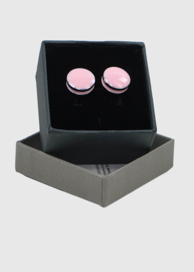 Pink men's round cufflinks
