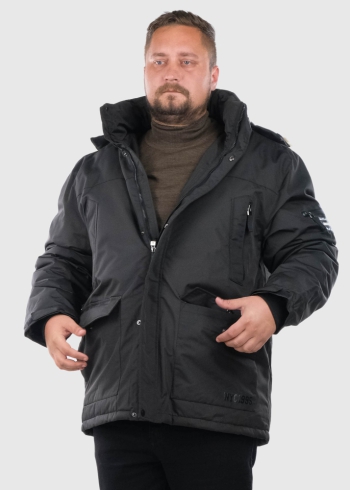 Giusi Plus Size black men's jacket with a hood