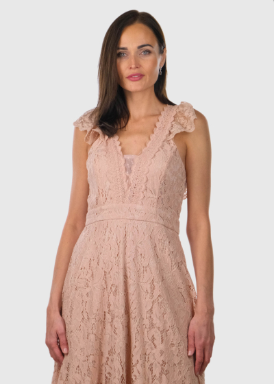 Jailene beige lace evening dress