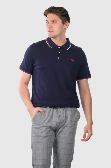 Carlo Lielo izmēru tumši zils vīriešu polo krekls