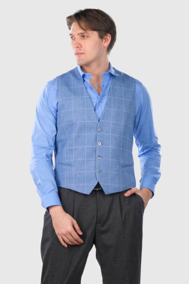 Justino light blue classic checkered vest