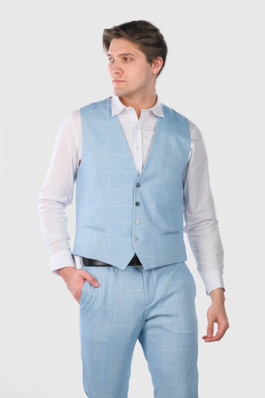 Chinto light blue classic checkered vest