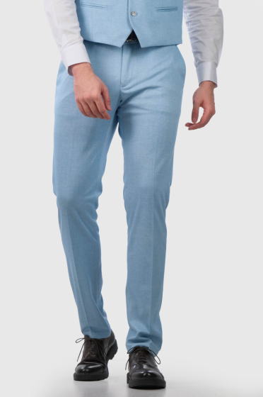 Fausto light blue checkered men's trousers