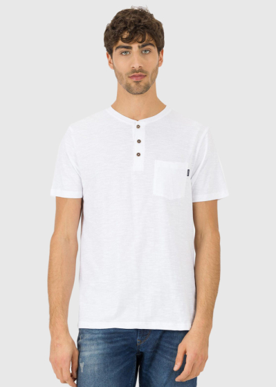 White men's t-shirt with buttons