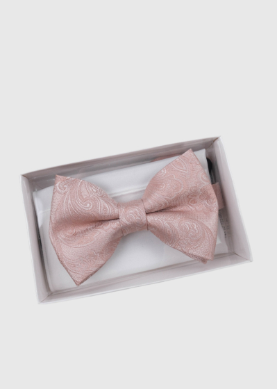Light pink mens patterned bow tie