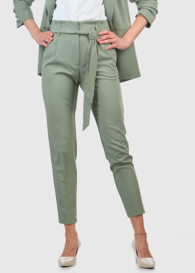 Sancha light green womens pants with a belt