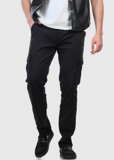 Pacino black men's pants with patched pockets