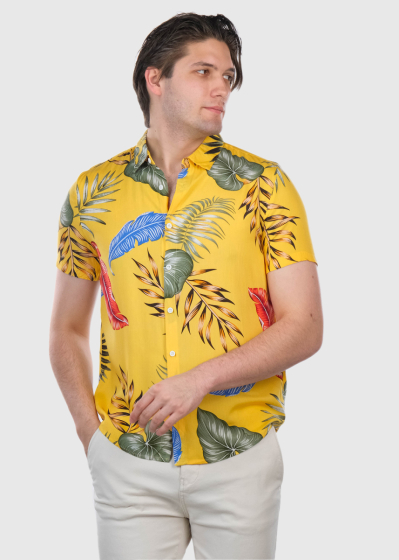 Ottorino yellow men's shirt with print