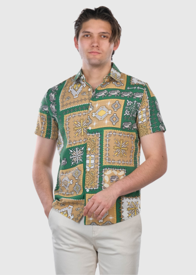 Ottaviano green men's shirt with print