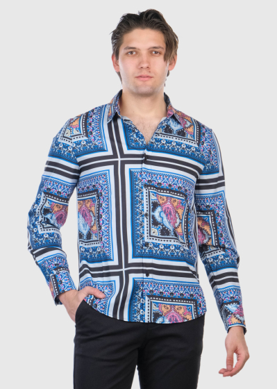 Osvaldo blue men's shirt with print