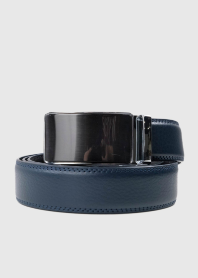 Ismaele blue leather belt with metal buckle