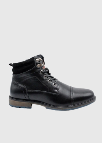 Nicomede black mens lace-up boots