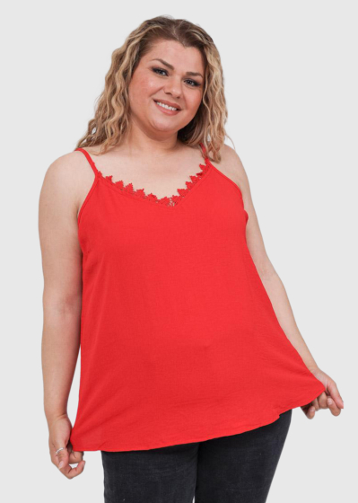 Águeda Plus Size red thin shoulder straps top