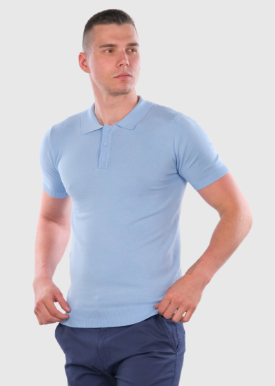 Dámaso light blue men's polo shirt